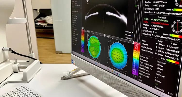 Equipamento moderno para exames de vista avançados na Clínica Provida em Betim
